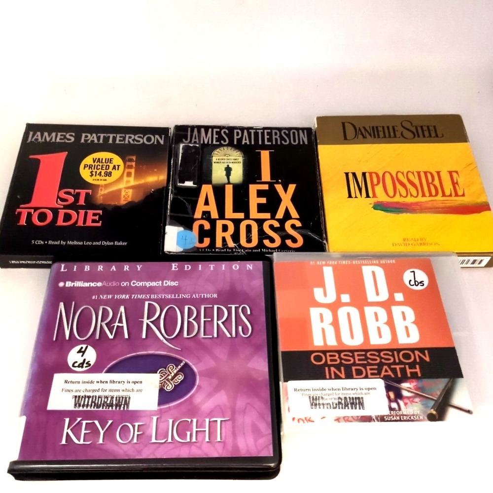 Audio Books on CD Abridged Fiction Authors Steel Roberts Robb Patterson Lot of 5